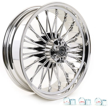 Returned 18x5.5 Chrome Rear Fat Spoke Front Rear Wheels for Harley Dyna Wide Glide / Street Bob / Low Rider / Super Glide 2008-2017