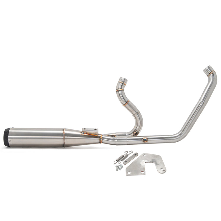 Brushed Stainless Steel 2 into 1 Exhaust Pipes for Harley-Davidson M8 Softail 2017-UP